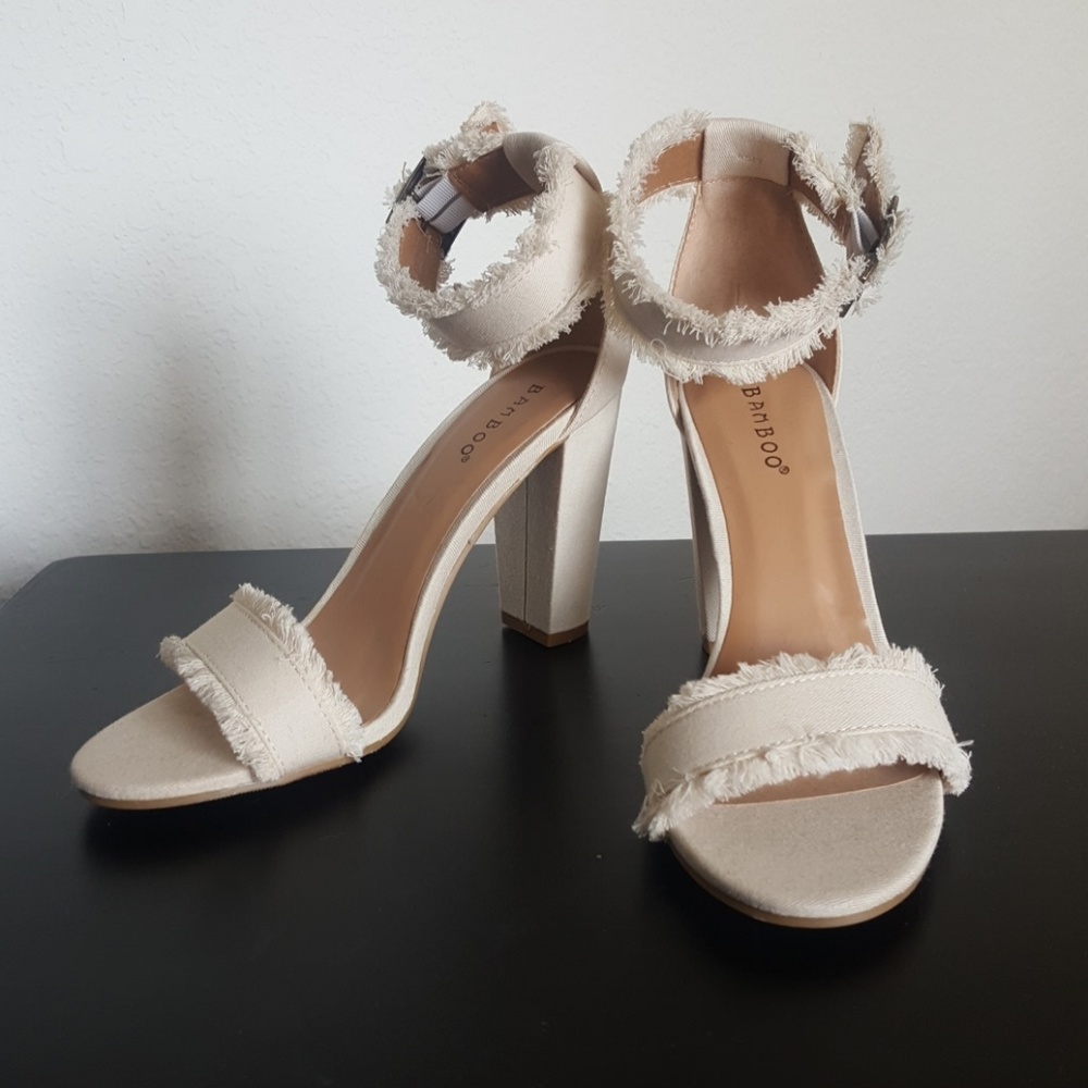 Ivory Demin Chunky Heels